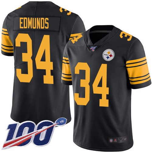 Men Pittsburgh Steelers Football 34 Limited Black Terrell Edmunds 100th Season Rush Vapor Untouchable Nike NFL Jersey